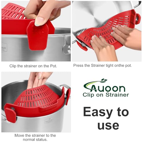 Pot Strainer Clip on Silicone (Red / Large 10.45 x 4.33 in)