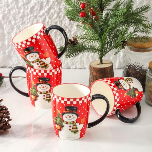 Christmas Coffee Mugs Set of 4 (Christmas Red / Set of 4)