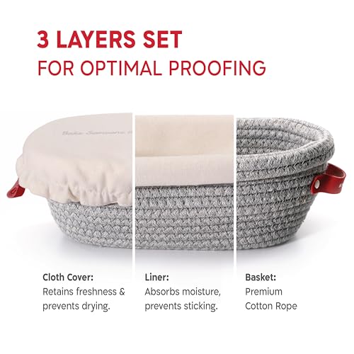 Sourdough Starter Kit (24oz Jar, 2xOval Baskets, Gray Bread Lame)