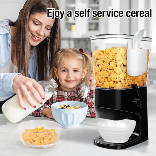 Cereal Dispenser Countertop Wath Bowls and Spoons（Black 1 pack ） (3.5Qt & Black & 1pack)