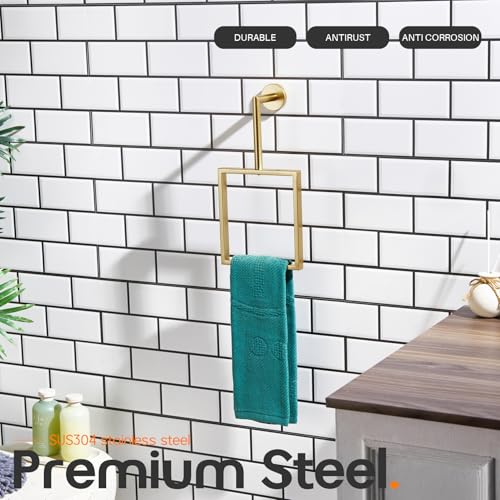 Towel Rings for Bathroom Wall Mounted Vertical Towel Rack Brushed Gold Stainless Steel Contemporary Hand Towels Holder Hanger (Brushd Gold)