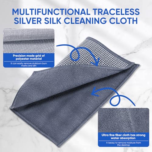Non Scratch Wire Dishcloth (10pcs Double Layer Silver / 7.08x8.86-10Pack)