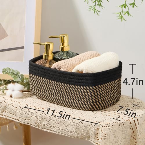 Small Storage Baskets for Organizing (4pcs-L11.5xW7.5xH4.7" / Black/Brown)