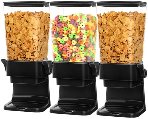 Cereal Dispenser Countertop Large Cereal Containers Storage Black (K:Black & 3pack / A(Upgrade Materials))