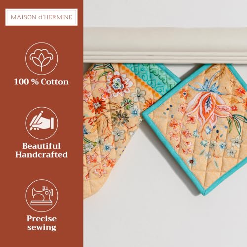 100% Cotton Oven Mitt & Pot Holder Set (041 - Luxury Loft - Peach / 7.5" x 13" & 8" x 8" (Oven Mitt & Pot Holder))