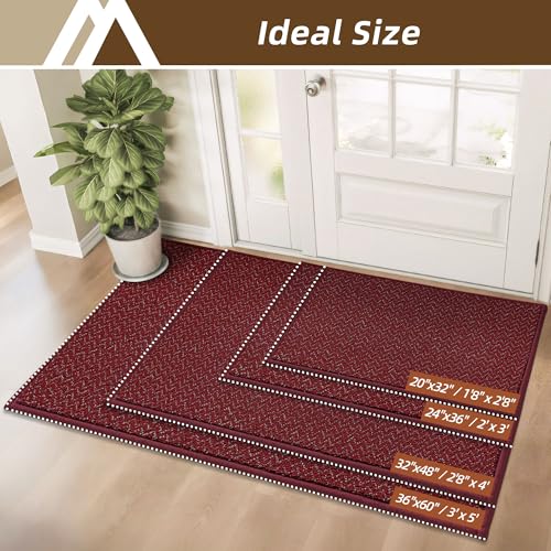Dirt Trapper Door Mat 20"x32" Non Slip Washable Red (640 sq in)