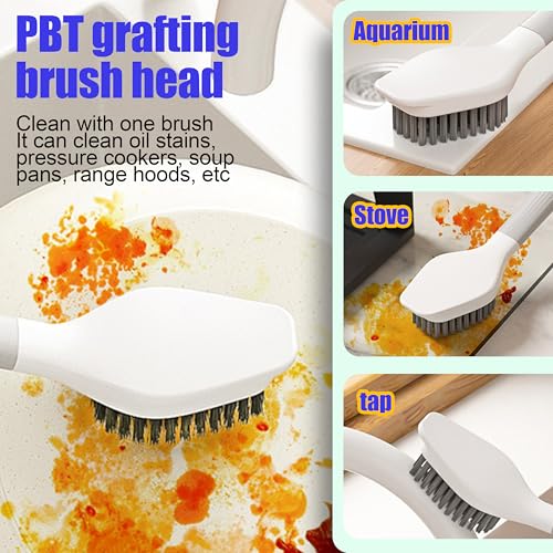 Dish Brush Set of 4 with Holder.Interchangeable Heads Kitchen Scrub Brush (4 Count)