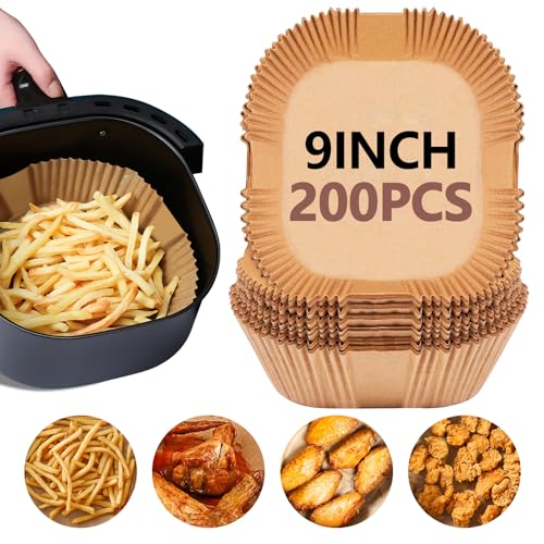 9 Inch Disposable Air Fryer Liners 200 Pack Square Parchment Liner