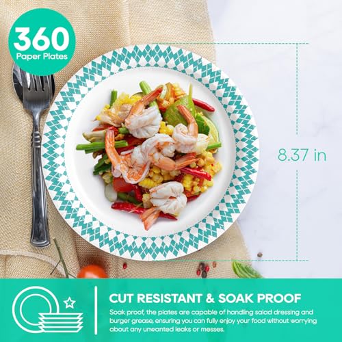8.37 inch Disposable Paper Plates (Light Blue-360pack)