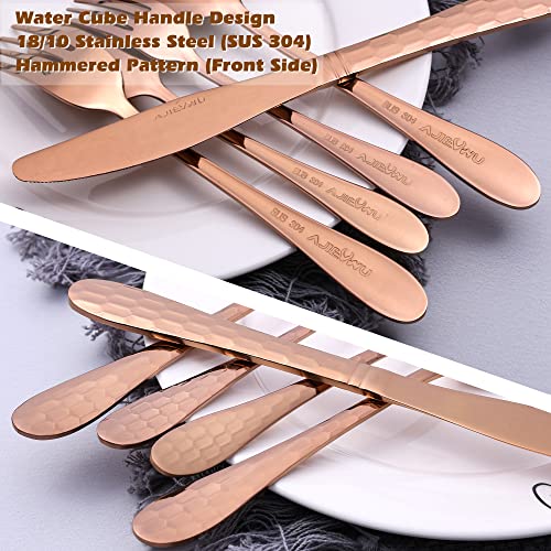 Hammered Silverware Set 20 (Rose Gold)