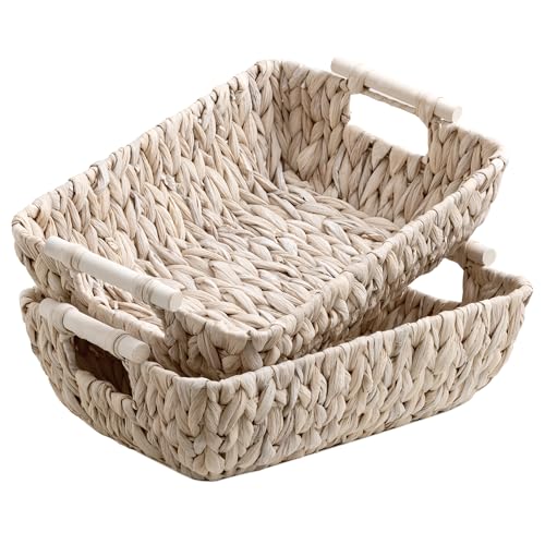 Wicker Baskets for Storage (White(Water Hyacinth) / Medium)