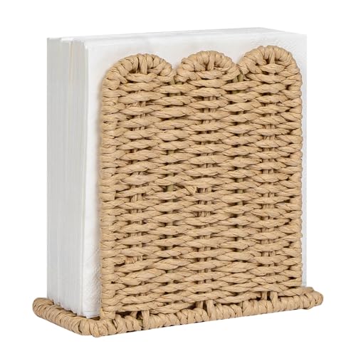 Scalloped Napkin Holder for Table Home Rustic Room Decor (Beige / Standing Style1)