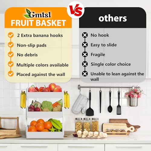 Bamboo Fruit Basket for Kitchen (3-Tier White)