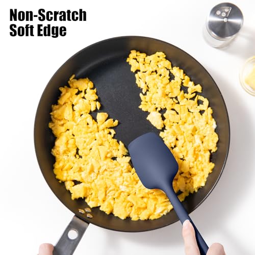 600°F Heat Resistant Silicone Large Spoon (11.4in (Spoon Spatula) / Navy Blue)