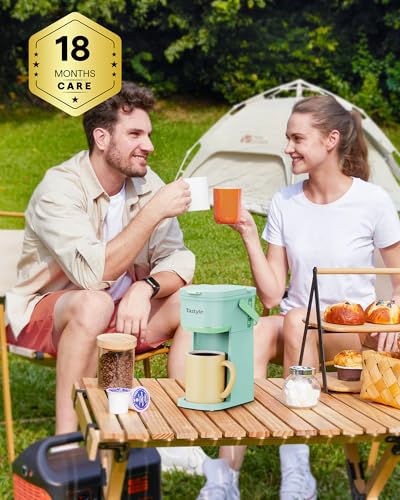 Mini Single Serve Coffee Maker for K Cups and Grounds with Handle (Oasis)