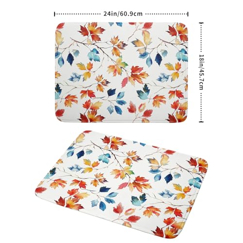 Autumn Leaf Dish Drying Mat Large Fall Colorful Leaves Absorbent Dish Drain Mats for Kitchen Counter (Autumn Leaf 606 / 24" x 18")