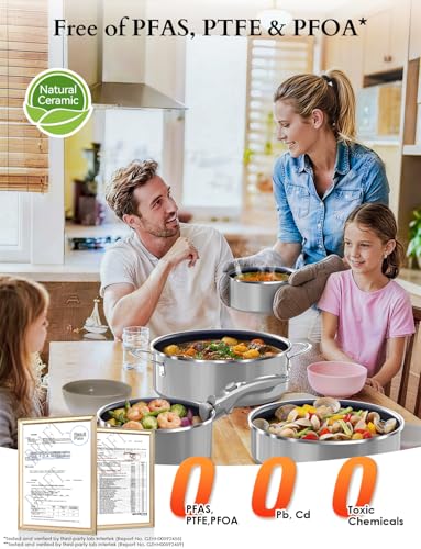 Ceramic Pots and Pans Set Non Stick (Charcoal Gray)