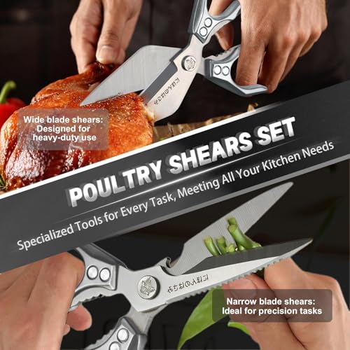 Kitchen Scissors Set for Food with Sharp Bone (Dark Gray)