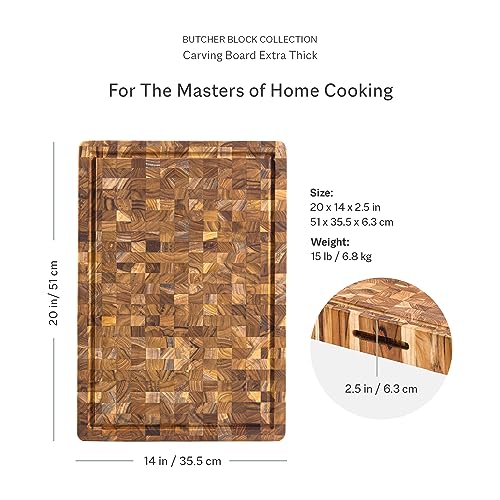 Butcher Block Carving Board (With Juice Groove / Large (20 inch x 14 inch x 2.5 inch))