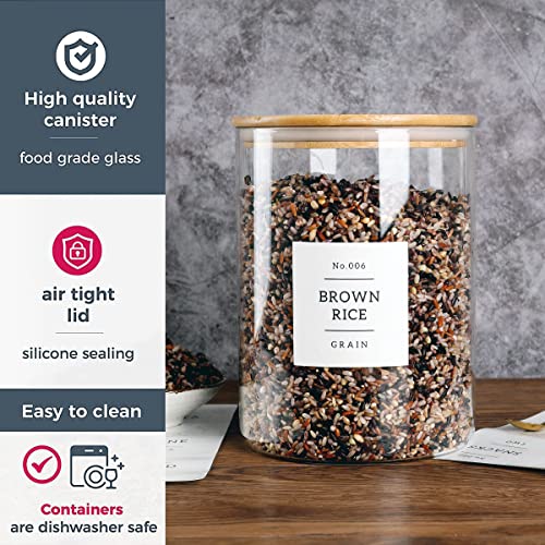 Large Glass Storage Jars With Airtight Bamboo Lid (3000ml)