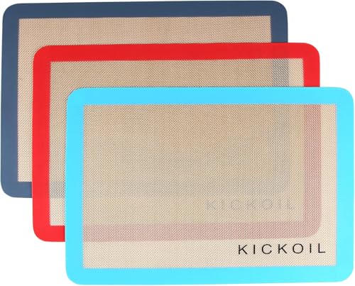 Silicone Baking Mats Set of 3 ((11.6" x 8.5") 3 Quarter Sheet)