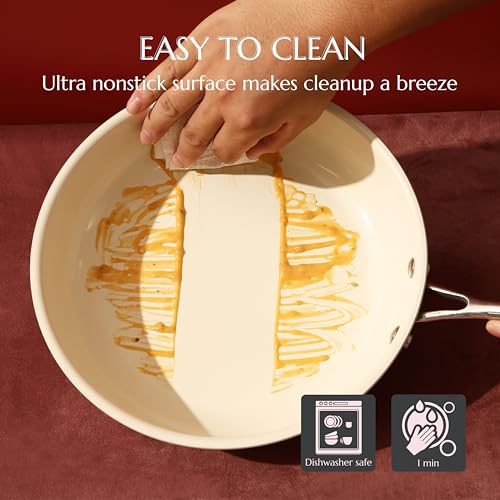 Nonstick Ceramic Frying Pan Set (Pink / 8"+9.5"+11")