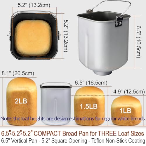 29-in-1 SMART Bread Machine with Gluten Free Setting 2LB 1.5LB 1LB Bread Maker Machine with Homemade Cycle - Stainless Steel Breadmaker with Recipes Whole Wheat Bread Making Machine (29 Programs - 3 Loaf Sizes - 3 Crust Colors / Stainless Steel)