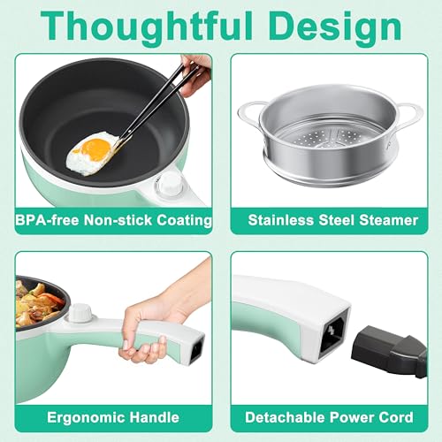 Hot Pot Electric with Steamer (1.5 L (With Steamer) / Green 2)