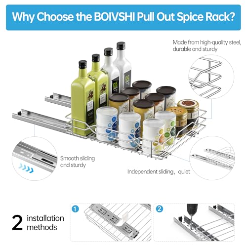Pull Out Spice Rack (8.5”W x 10.5”D x 2.3”H)
