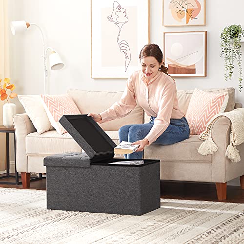 30 Inches Storage Ottoman (Dark Gray / 15"D x 30"W x 15"H (with Flipping Lid))