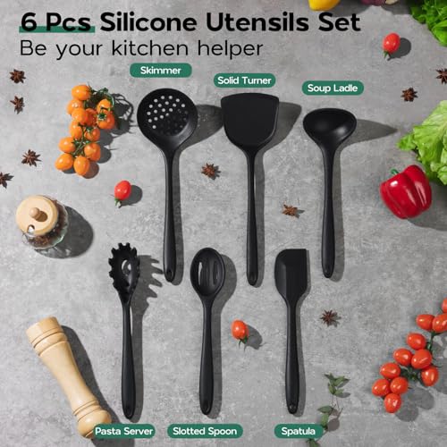 Silicone Cooking Utensils Set (Black)