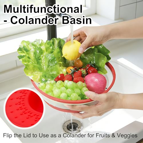 10.7 Inch Microwave Food Cover with Heat Insulation Mat (Red)