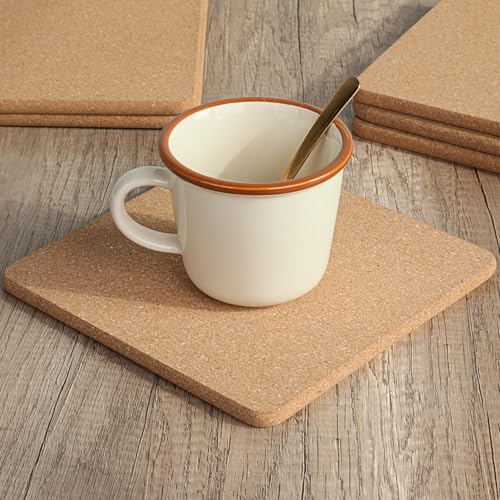 Cork Trivets for Hot Pots and Pans (03-8 Inch 6pcs Square)