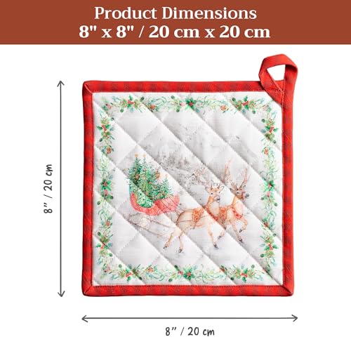 Pot Holders 100% Cotton Potholders (114 - Christmas Tradition / 8" x 8" (Pot Holder Pack of 2))