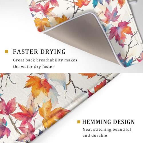 Maple Leaf Dish Drying Mat fall autumn colorful leaves absorbent dish drain mats for kitchen counter (Maple Leaf 606 / 24" x 18")