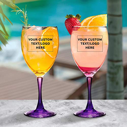 Custom Nuance Wine Glasses by ARC 10.5 oz. Set of 10 (- Custom - Purple / 10/50/100 count)