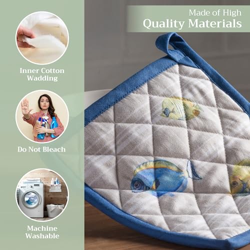 Pot Holders 100% Cotton Potholders (108 - Poisson / 8" x 8" (Pot Holder Pack of 1))