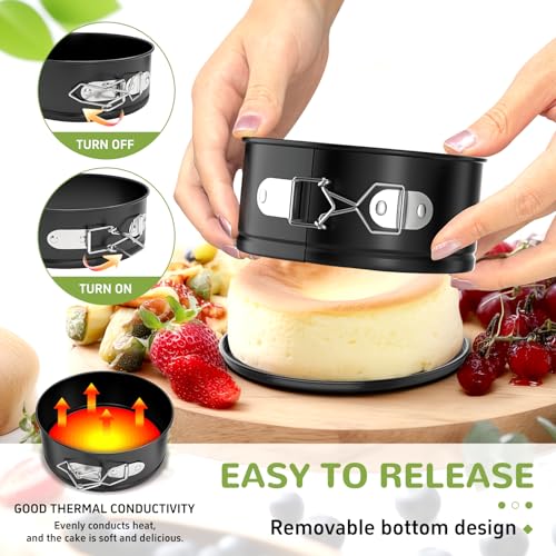 4 Pack Mini Springform Pan Set for Mini Cheesecake Pizza (4 Inch - 4 Pack)