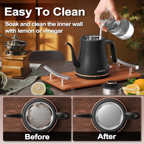 Gooseneck Electric Kettle (Black-gold / 0.8 Quarts)