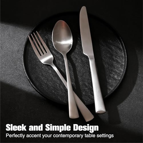 18 10 Flatware set for 4 (Matte Silver / 20-Piece)