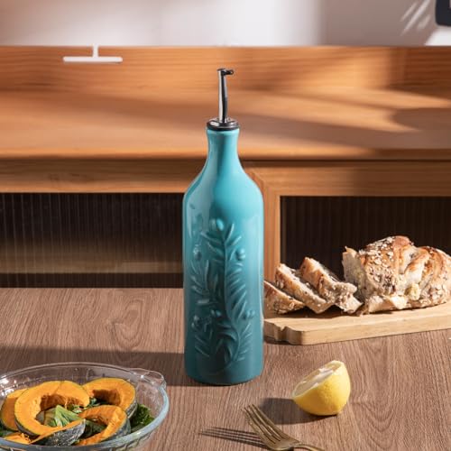 Sweejar Large Olive Oil Dispenser Bottle with Spout (Gradient Blue / Patterned styles)