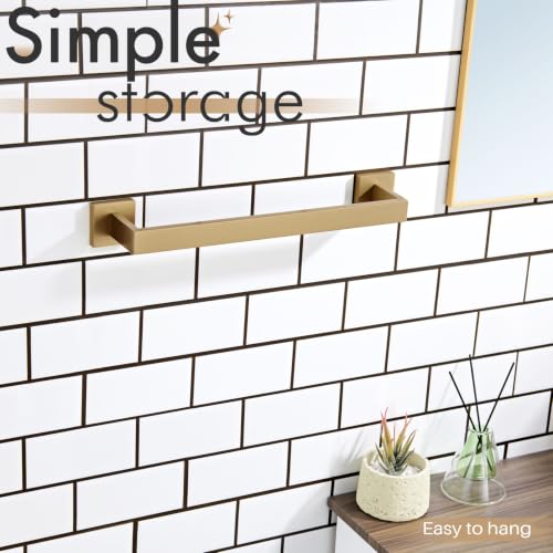 16 Inch Towel Bar for Bathroom Wall Kitchen Towels Holder Wall Mount SUS304 Stainless Steel Towel Rack (Champagne Bronze / 16-Inch)