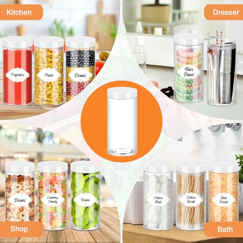 Plastic Jars with Lids 16 OZ (16OZ 24Pcs White)