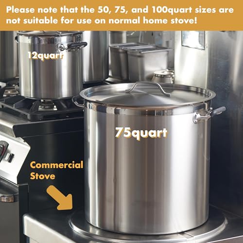 75 Quart Large Stock Pot with Lid (75 Quarts)