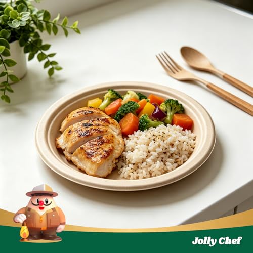 Compostable Heavy Duty Plates 𝟭𝟬 𝗜𝗻𝗰𝗵 [𝟱𝟬𝟬 𝗣𝗮𝗰𝗸] Eco (500 Count (Pack of 1) / Brown)