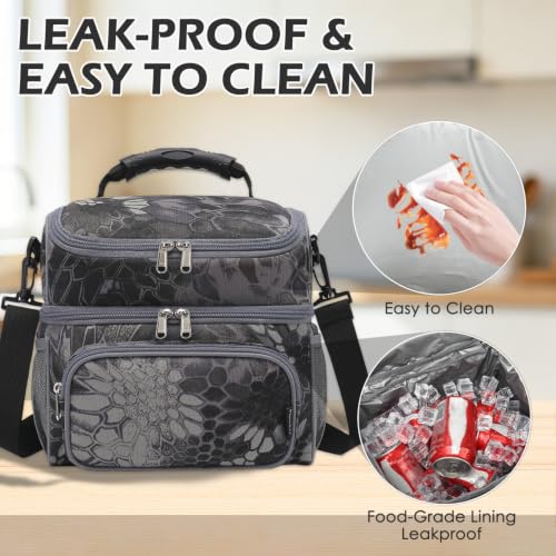 Double Layer Cooler Insulated Lunch Bag Adult Lunch Box Large Tote Bag for Men (2 Count)