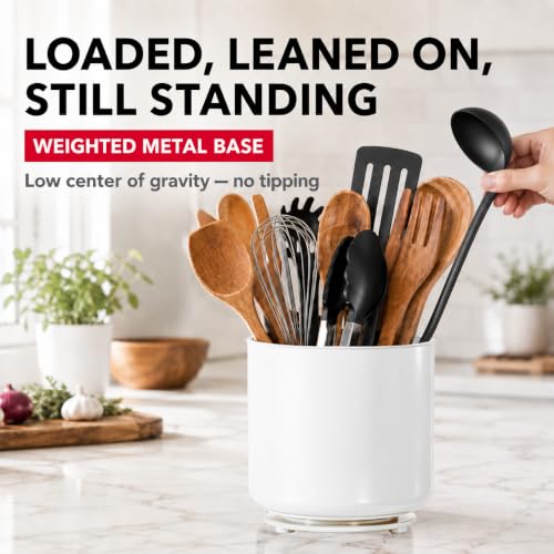 Plastic Rotating White Utensil Holder for Kitchen Counter (Nordic White)