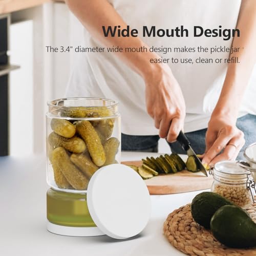 Glass Pickle Container with Strainer (White&White / 45oz*2pcs)