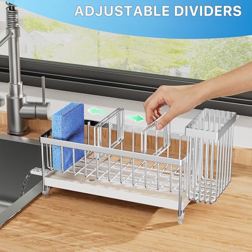 Sponge Holder for Kitchen Sink (Silver - 9.25″)