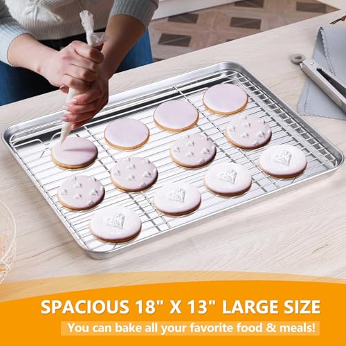 18x13 Inch Stainless Steel Baking Half Sheet with Wire Cooling Rack (2 Count)